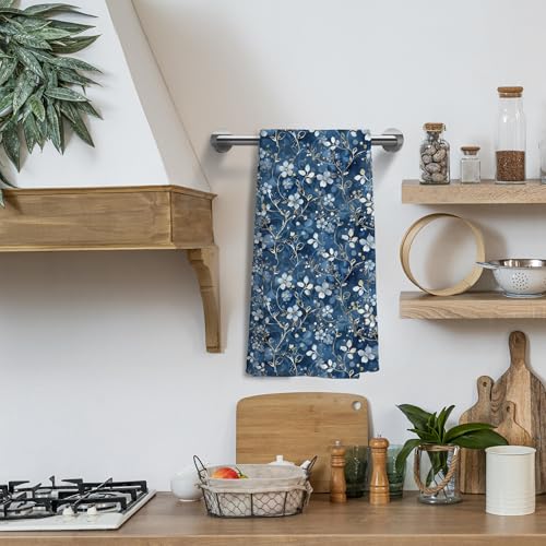 Vintage Blue Floral Kitchen & Bathroom Towels - 16x24 In.