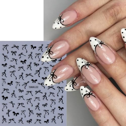 8 Sheets 3D Self-Adhesive Ribbon Bow Nail Art Stickers Decals