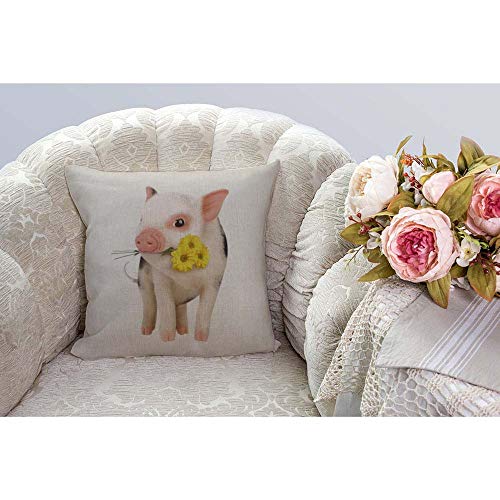 Cute Pink Pig Decorative Throw Pillow Cover - 18x18 Inches