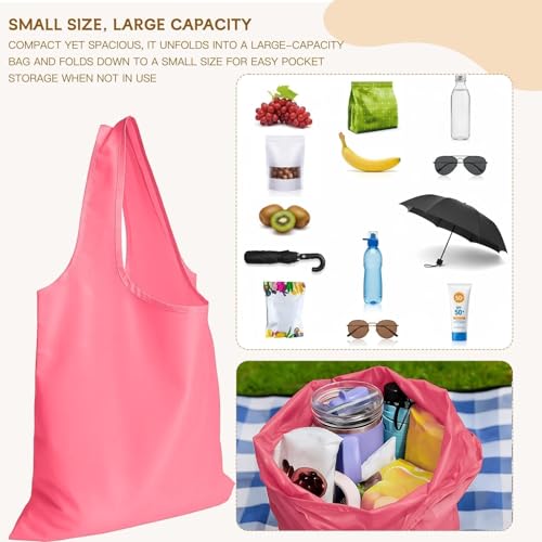 Reusable Foldable Shopping Bag - 2 Pack Waterproof Tote, Beige