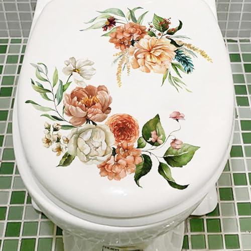Floral Toilet Lid Decals - Waterproof Self-Adhesive Stickers