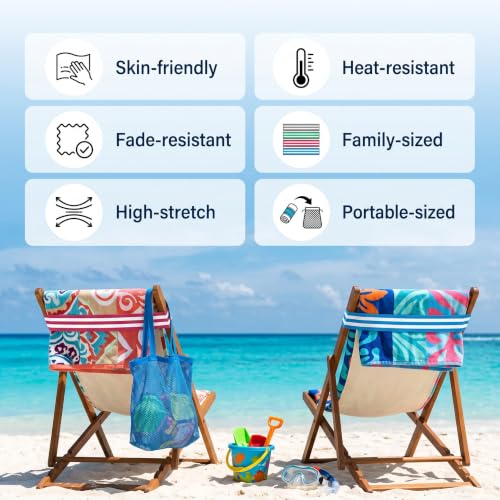 Acinnox Beach Towel Bands for Cruise Chairs, 4-Pack Elastic Straps