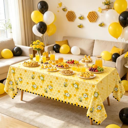Bee Tablecloth 3 Pack Honey Bee Party Table Cover 51x86 Inch