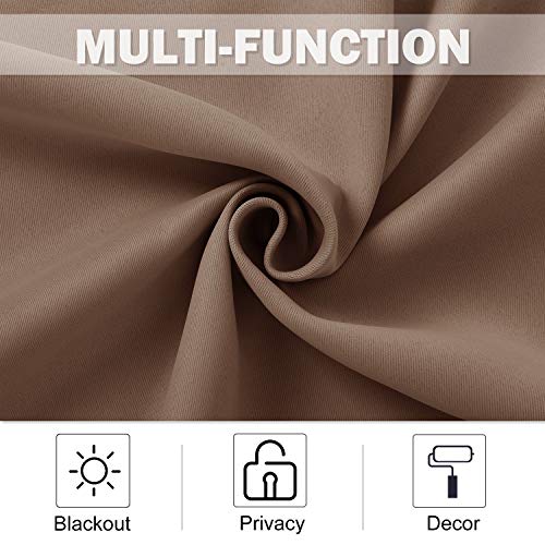 NICETOWN Blackout Short Curtains - 42"W x 36"L Cappuccino, Set of 2