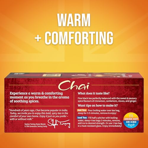 Twinings Chai Black Tea Bags, 100 Count - Richly Spiced & Caffeinated