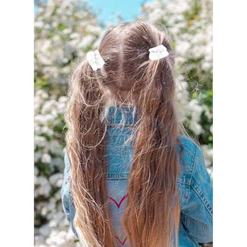 Semato Satin Scrunchies 2 Pcs Hair Ties for Women and Girls, White