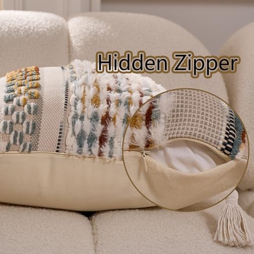 HZTLIN White-Brown Stripe 18x18in Chenille Throw Pillow Cover Bohemian Decor