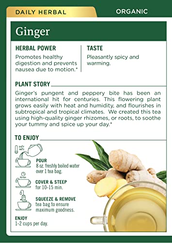 Organic Ginger Herbal Tea - Promotes Healthy Digestion (Pack of 2)