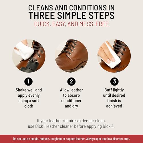 Bick 4 Leather Conditioner & Cleaner - 2 oz, Non-Darkening Formula for Boots, Bags, and Upholstery