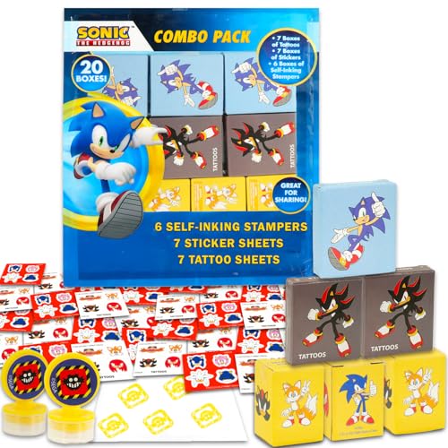 Sonic the Hedgehog Party Favors Bundle - 20 Piece Gift Box Set
