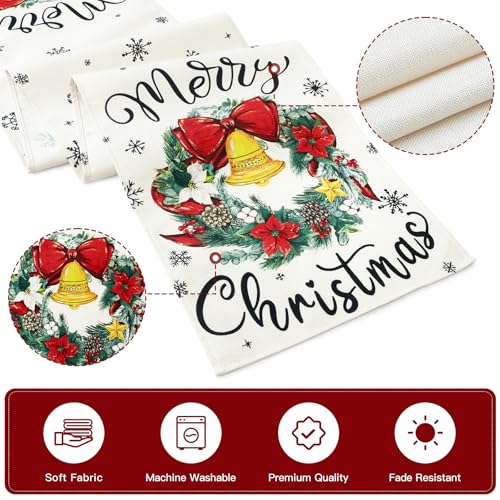 Christmas Table Runner - 13x72 Inch Beige Polyester Decor