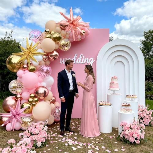 PUFFLD Rose Gold and Pastel Pink Balloon Arch Kit - 144 Piece Set