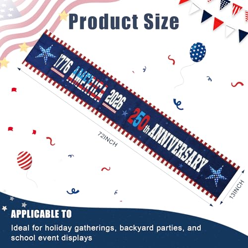 Patriotic 4th of July Table Runner 13x72" Linen Red White Blue