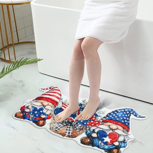 4th of July Gnome Bathroom Rug - Non-Slip Patriotic Bath Mat