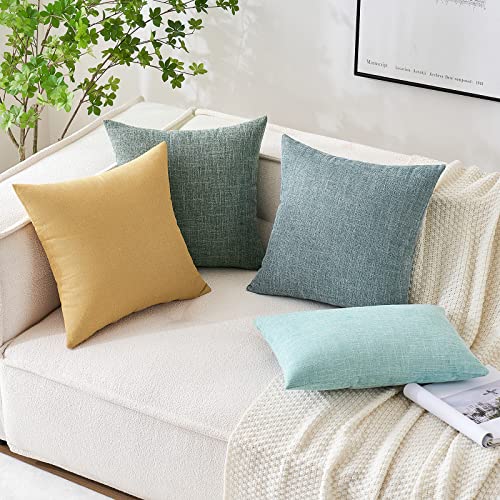 MIULEE Linen Textured Christmas Pillow Cover 20x20 Inch Sage Green Pack of 2