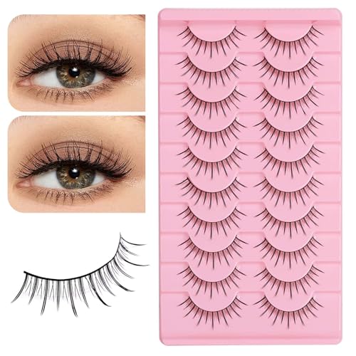Natural False Eyelashes 10 Pairs Soft Cotton Band Reusable Strip Lashes