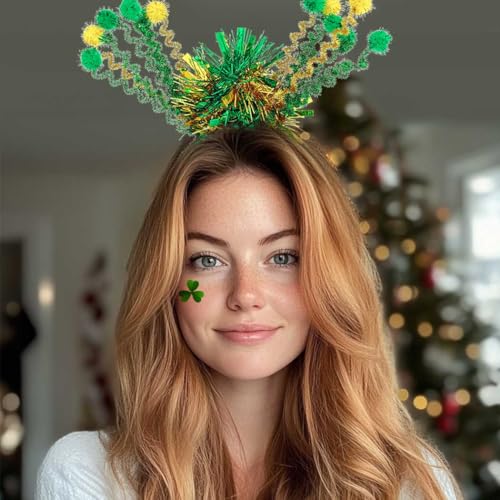 St. Patrick's Day Shamrock Headband Sequin Green Bow Hair Hoop