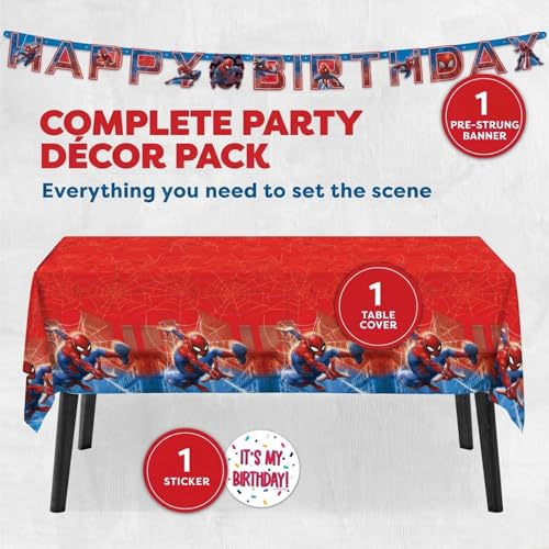 Spiderman Birthday Tablecloth and Banner Party Decor Set
