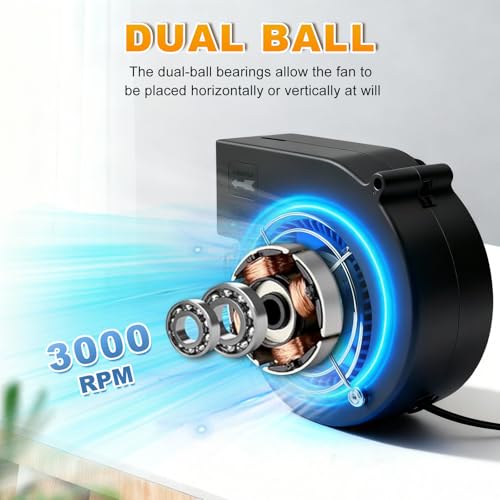 KUNRISE 97mm Diameter 110V/120V Variable Speed Centrifugal Blower Fan for BBQ, Fireplace, Camping, Wood Stove