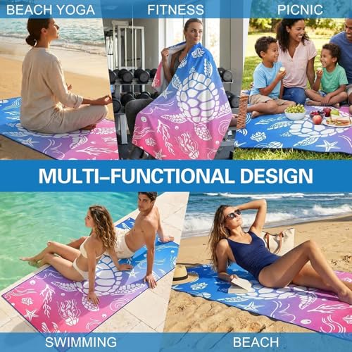 MelonBoat Oversized Turtle Beach Towel, 35"x71" Quick-Dry Terry Cloth