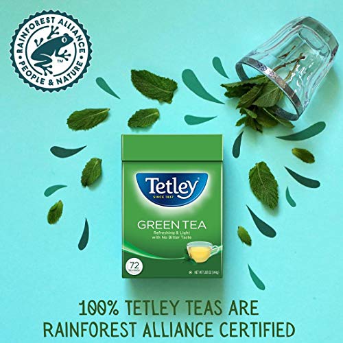 Tetley Natural Lemon Green Tea, 72 Count Tea Bags (Pack of 6)