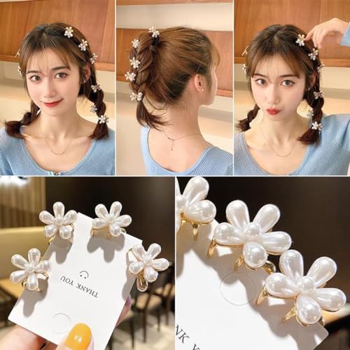 RED-SHYN Mini Pearl Hair Claw Clips Set - Small Daisy Hair Accessories