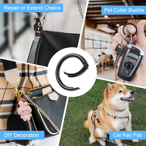 10pcs 1 Inch Trigger Spring O Rings, Round Carabiner Clips Snap Metal Spring O Rings Clip Keychain, Purse Shoulder Bag Chain Ring Clip Replacement for Keyrings Buckle, Bags,Purses