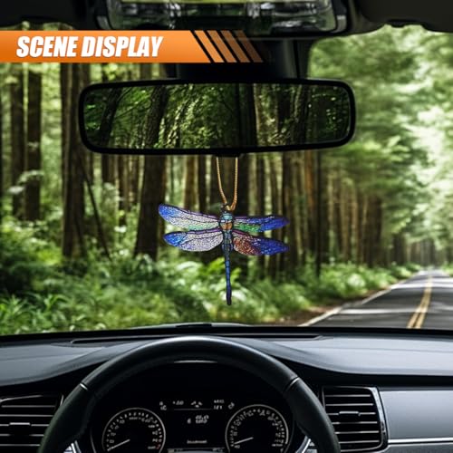 Dragonfly Rear View Mirror Charm - Acrylic Car Pendant Ornament