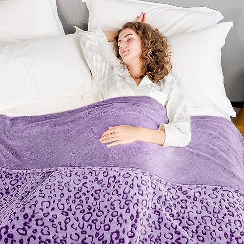 Purple Leopard Print Fleece Throw Blanket - Soft & Cozy