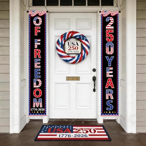USA 250th Anniversary Patriotic Porch Banners - 2-Piece Set