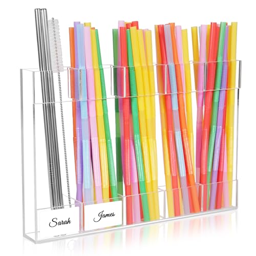 9.8-Inch Acrylic Straw Holder - Reusable Organizer for Straws