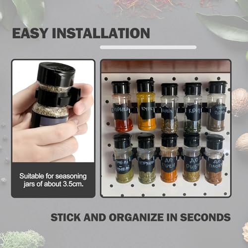 Heavy-Duty Spice Clips 3-Pack, Adhesive Organizer for 15 Jars - Black