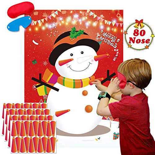 Pin the Nose on the Snowman Game Set for Kids - Christmas Party Fun