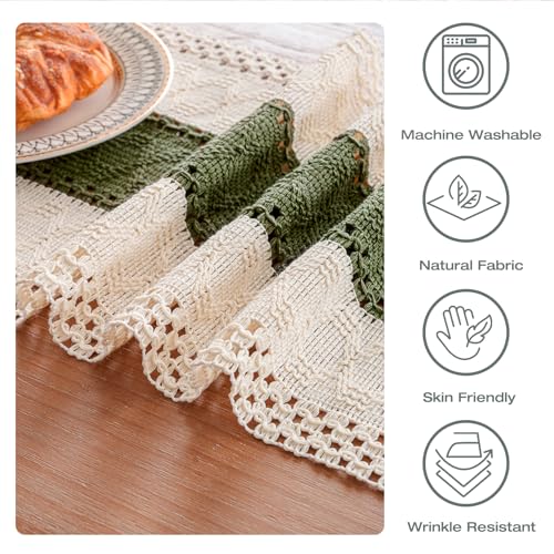 Sage Green Farmhouse Boho Macrame Table Runner 72 Inch with Tassels - Variation of THIS listing