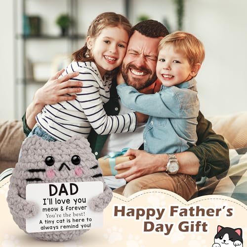 Handmade Crochet Cat Decor - Heartfelt Gift for Dad