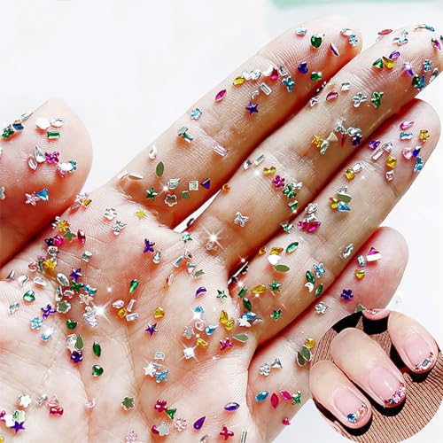 3000Pcs 3D Colour Nail Charms Multi Shape French Rhinestones & Gems