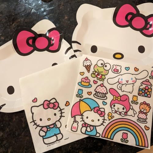 Hello Kitty Shaped Paper Plates - 8.5" x 7.38" (Pack of 8) for Kids' Parties