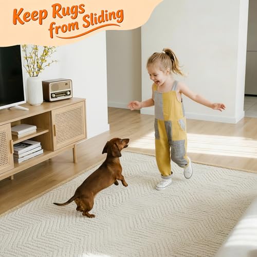 Songrey Non-Slip Rug Corner Grippers - 8PCS Black Anti-Curl Carpet Tape