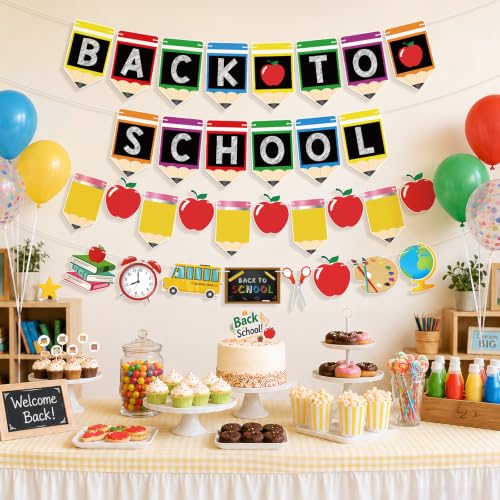 Back to School Decorations Banner Set - Reusable & Pre-Strung