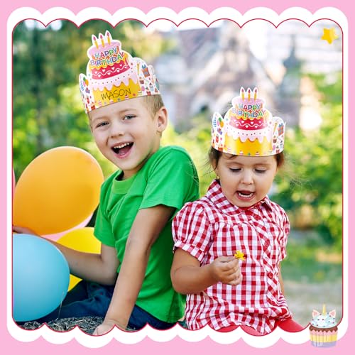 Outus Vivid Style 42 Pcs Kids Birthday Crowns with Elastic Band - Party Supplies
