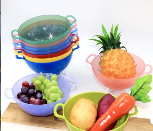 ASEANAO Heavy Duty 6 Inch Mini Food Colander with Double Handles for Fruit Vegetable BPA Free (Transparent green)