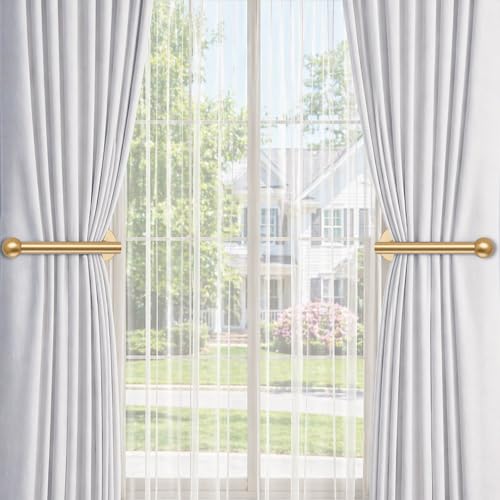 Golden Curtain Holdbacks - 2 Pack Adhesive Tiebacks, Stainless Steel