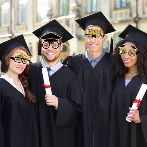 12 Pack Black Gold Graduation Eyeglasses for Class of 2024