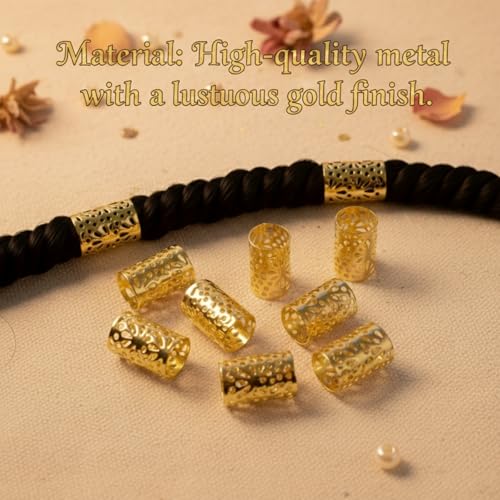 Glamer Gold Hair Jewelry for Braids & Dreadlocks - 120 Pcs Cuffs and Rings