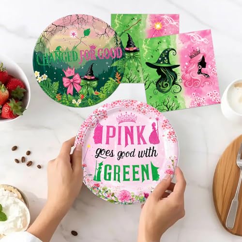 41pcs Witch Party Decorations Set - Pink and Green Birthday Tableware 01