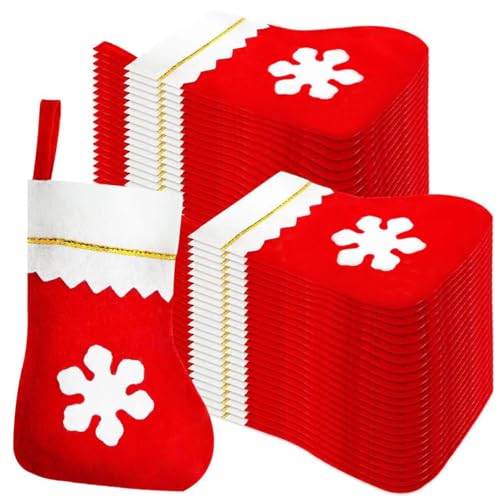 Red Felt Christmas Stockings Bulk 8 Inch with White Trim - 100 Pcs