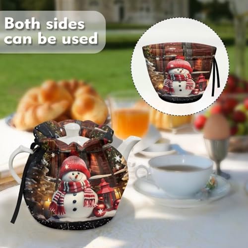 Snowman Teapot Cozy - Christmas Insulated Kettle Cover with Dust Proof Fabric