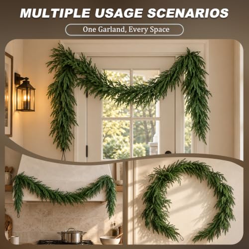 Artificial Norfolk Pine Garland for Christmas Holiday Decor - 6ft with 60 Tips
