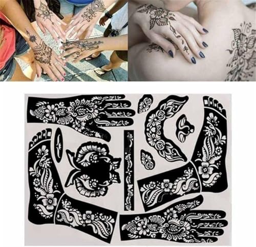 Mozff Henna Stencils Reusable Flower Body Art Templates for Temporary Tattoos