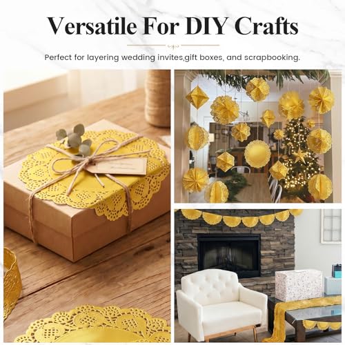 HAKSEN 108PCS Gold Paper Lace Doilies, 6.5-8.5-10.5 Inch Set